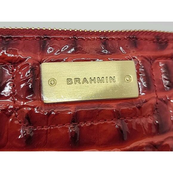 BRAHMIN Melbourne Betty Lacquer Red Glossy Zip Wristlet Clutch Red NWOT Has Card - Picture 3 of 16